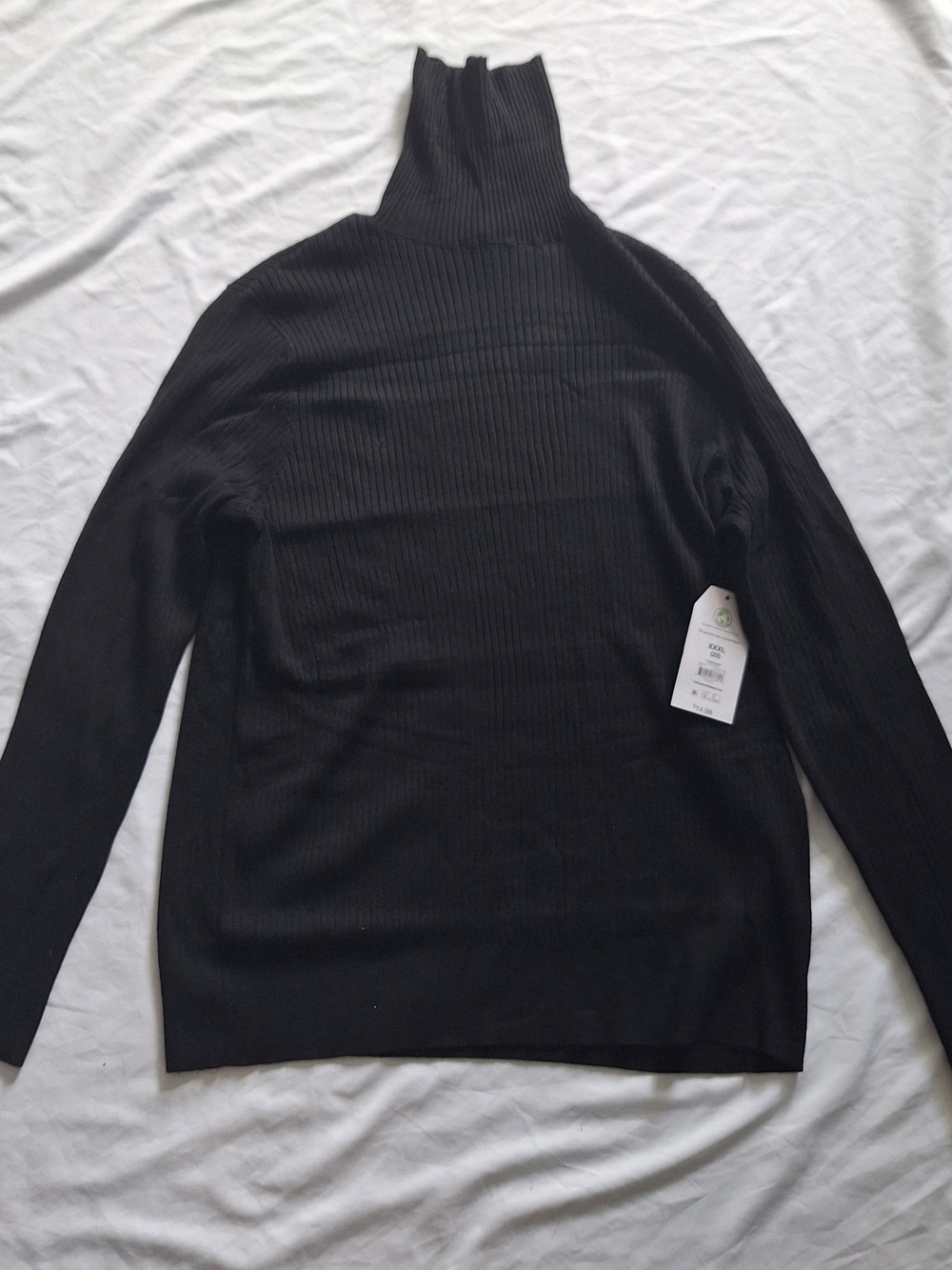 Time and Tru Black Ribbed Mock Neck Top